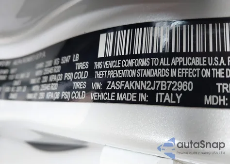 2018 Alfa Romeo Stelvio Ti Sport Awd from USA, damaged, VIN ZASFAKNN2J7B72960